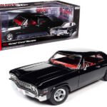 1966 Chevrolet Biscayne Nickey Coupe Tuxedo Black with Red Interior "American Muscle 30th Anniversary" (1991-2021) 1/18 Diecast Model Car by Auto World