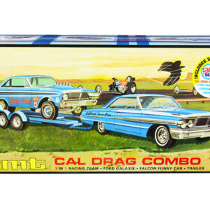 Skill 2 Model Kit "Ford Cal Drag Team" Ford Galaxie with Ford Falcon Funny Car and Trailer Set of 3 Complete Kits 1/25 Scale Models by AMT