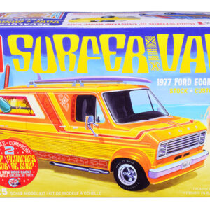 Skill 2 Model Kit 1977 Ford Econoline Surfer Van with Two Surfboards 2-in-1 Kit 1/25 Scale Model by AMT