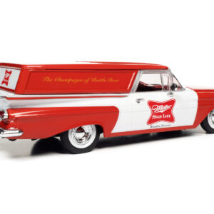 1959 Chevrolet Sedan Delivery Car Red and White "Miller High Life: The Champagne of Beers" 1/24 Diecast Model Car by Auto World