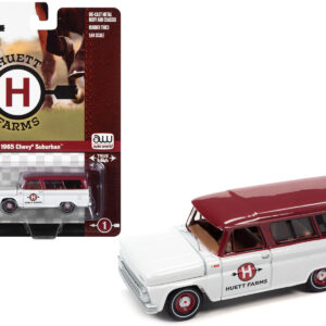 1965 Chevrolet Suburban White with Red Top "Huett Farms" "Big Country Collectibles" 2023 Release 1 1/64 Diecast Model Car by Auto World
