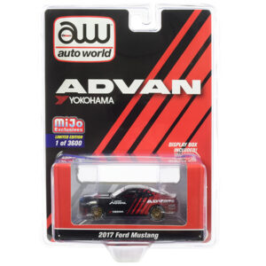 2017 Ford Mustang "ADVAN Yokohama" Red and Black Limited Edition to 3600 pieces Worldwide 1/64 Diecast Model Car by Auto World