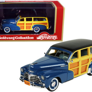 1948 Chevrolet Fleetmaster Woodie Station Wagon Como Blue with Black Top Limited Edition to 240 pieces Worldwide 1/43 Model Car by Goldvarg Collection