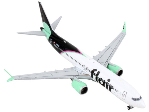 Boeing 737 MAX 8 Commercial Aircraft "Flair Airlines" White and Black with Light Green 1/400 Diecast Model Airplane by GeminiJets