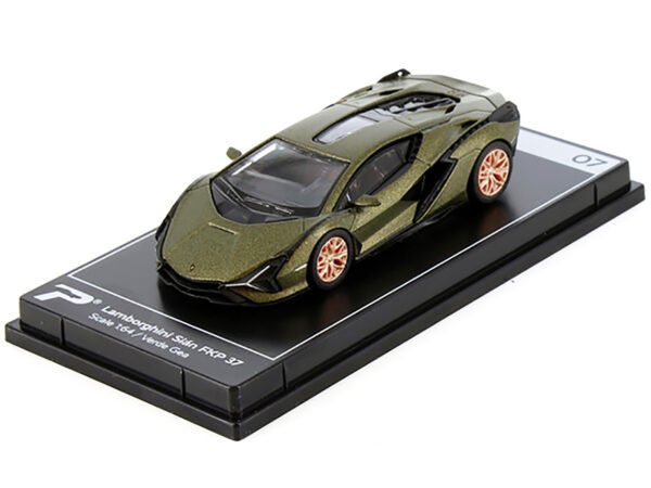 Lamborghini Sian FKP 37 Verde Gea Green Metallic "Hypercar League Collection" 1/64 Diecast Model Car by PosterCars