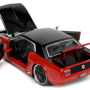 1965 Ford Mustang Custom Red and Black "Bigtime Muscle" Series 1/24 Diecast Model Car by Jada