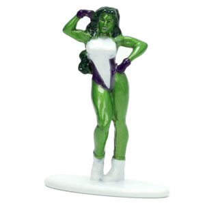 1973 Plymouth Barracuda Green Metallic and White and She-Hulk Diecast Figure "The Savage She-Hulk" "Hollywood Rides" Series 1/32 Diecast Model Car by Jada