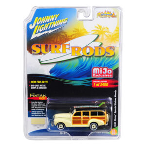 1941 Chevrolet Special Deluxe Woody Cameo Cream Limited Edition to 2400pc Worldwide "Surf Rods" 1/64 Diecast Model Car by Johnny Lightning