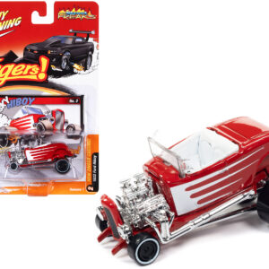 1932 Ford Hiboy "Sky Hiboy" Bright Red with White Graphics "Zingers!" Limited Edition to 4716 pieces Worldwide "Street Freaks" Series 1/64 Diecast Model Car by Johnny Lightning