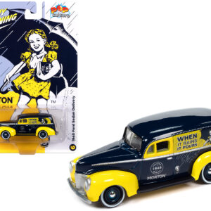 1940 Ford Sedan Delivery Dark Blue and Yellow "Morton Salt" "Pop Culture" 2023 Release 3 1/64 Diecast Model Car by Johnny Lightning