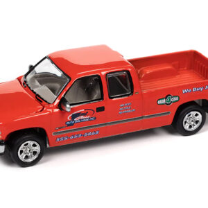 2002 Chevrolet Silverado Pickup Truck Red "Auto Salvage Inc." and Tow Dolly Black "Tow & Go" Series Limited Edition to 3672 pieces Worldwide 1/64 Diecast Model Car by Johnny Lightning