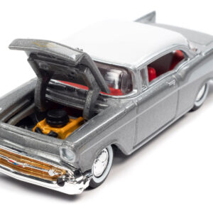 1957 Chevrolet Bel Air Hardtop Silver Metallic with White Top "Racing Champions Mint 2022" Release 2 Limited Edition to 8524 pieces Worldwide 1/64 Diecast Model Car by Racing Champions
