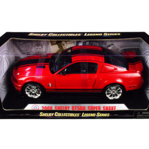 2008 Ford Shelby Mustang GT500 Super Snake Red with Black Stripes "Shelby Collectibles Legend" Series 1/18 Diecast Model Car by Shelby Collectibles