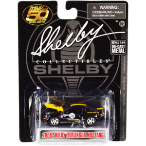 2008 Ford Shelby Mustang #08 "Terlingua" Black and Yellow "Shelby American 50 Years" (1962-2012) 1/64 Diecast Model Car by Shelby Collectibles