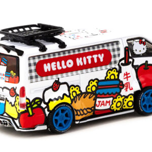 Toyota Hiace Widebody Van "Hello Kitty Capsule Delivery" with METAL OIL CAN 1/64 Diecast Model Car by Tarmac Works