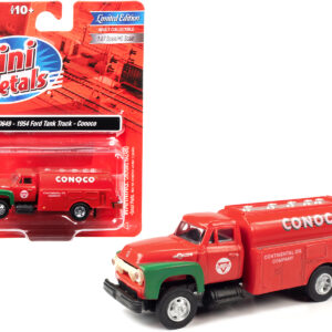 1954 Ford Tanker Truck Red and Green "Conoco" 1/87 (HO) Scale Model by Classic Metal Works