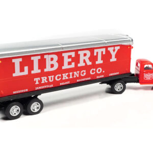 1941-1946 Chevrolet Truck and Trailer Set "Liberty Trucking Co." Red 1/87 (HO) Scale Model by Classic Metal Works