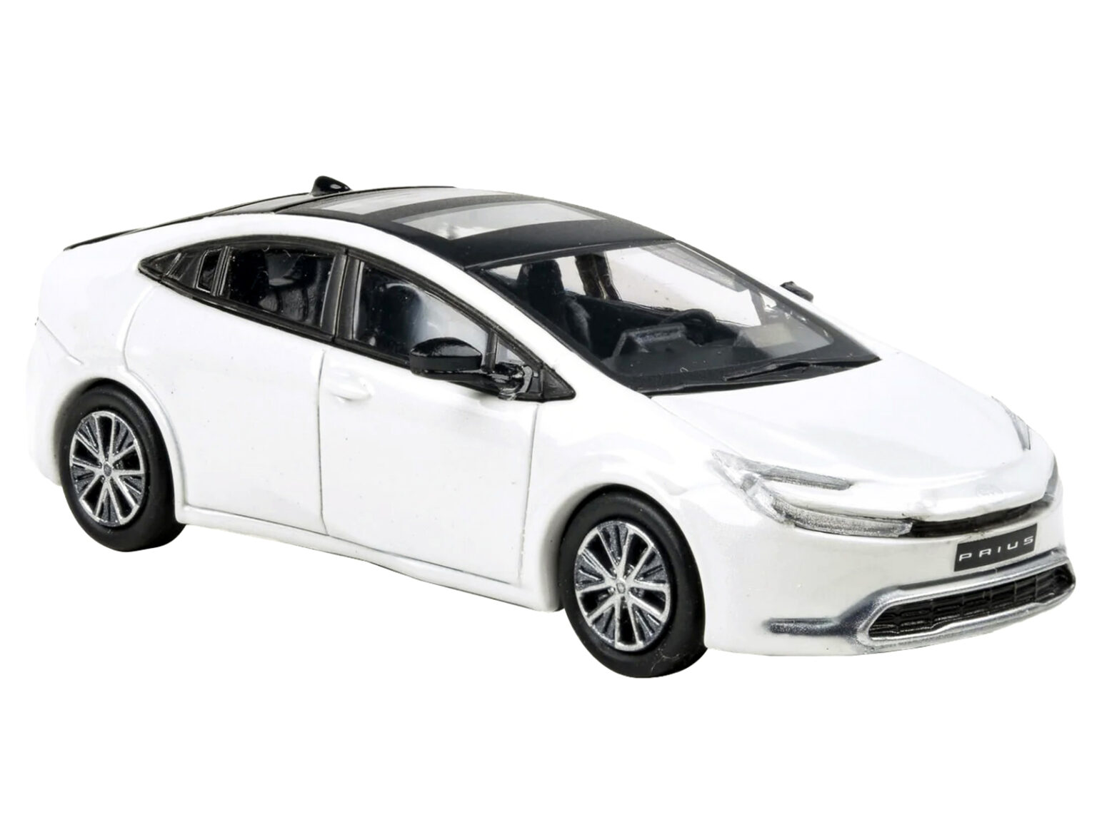 2023 Toyota Prius Wind Chill White Metallic with Black Top and Sun Roof and Sun Roof 1/64 Diecast Model Car Paragon Models PA-55604.