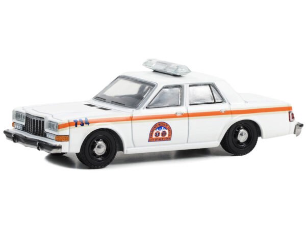 1983 Dodge Diplomat NYC EMS (City of New York Emergency Medical Service) White with Orange Stripes First Responders - Hobby Exclusive Series 1/64 Diecast Model Car by Greenlight