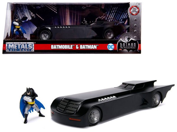 Batmobile With Batman Diecast Figure Animated Series" Dc Comics Series 1/24 Diecast Model Car By Jada"""