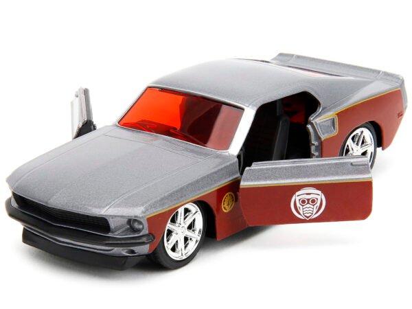 1969 Ford Mustang Silver Metallic and Dark Red and Star Lord Diecast Figure "Marvel Guardians of the Galaxy" "Hollywood Rides" Series 1/32 Diecast Model Car by Jada - Image 3