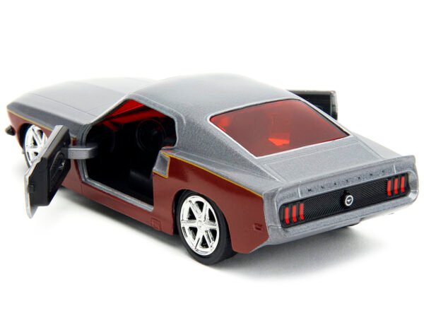 1969 Ford Mustang Silver Metallic and Dark Red and Star Lord Diecast Figure "Marvel Guardians of the Galaxy" "Hollywood Rides" Series 1/32 Diecast Model Car by Jada - Image 5
