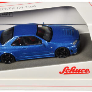 Nissan Skyline GT-R (R34) Nismo Z-Tune RHD (Right Hand Drive) Blue Metallic 1/64 Diecast Model Car by Schuco