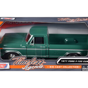 1977 Ford F-150 Custom Pickup Truck Green Timeless Legends Series 1/24 Diecast Model Car by Motormax
