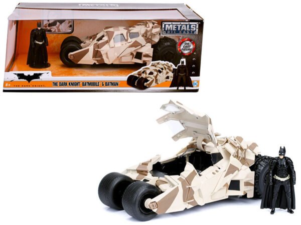 The Dark Knight" Batmobile With Batman Diecast Figure Camouflage Version ""Dc Comics"" Series 1/24 Diecast Model Car By Jada"""