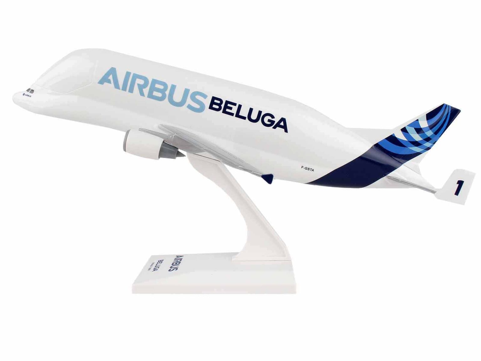Airbus Beluga 1 Commercial Aircraft Airbus Beluga (F-GSTA) White with Blue Tail (Snap-Fit) 1/200 Plastic Model by Skymarks