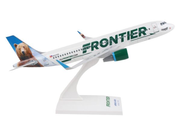 Airbus A320 Commercial Aircraft Frontier Airlines-Grizwald the Bear (N227FR) White with Tail Graphics (Snap-Fit) 1/150 Plastic Model by Skymarks