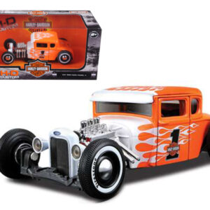 1929 Ford Model A #1 "Harley Davidson" Orange with White Flames 1/24 Diecast Model Car by Maisto
