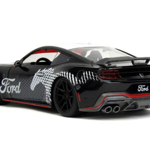 2024 Ford Mustang Dark Horse Black with White Top and "Mustang Horse Graphics" "Bigtime Muscle" Series 1/24 Diecast Model Car by Jada