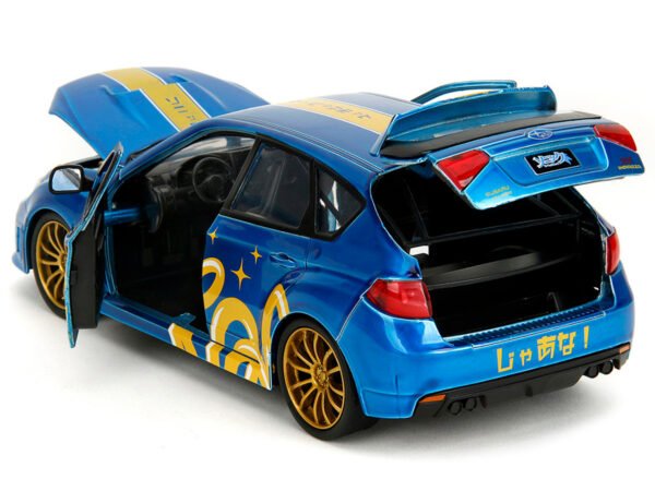 2012 Subaru Impreza WRX STI Blue Metallic with Graphics and Sonic The Hedgehog Diecast Figure "Sonic The Hedgehog" "Hollywood Rides" Series 1/24 Diecast Model Car by Jada - Image 2