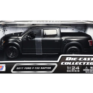 2017 Ford F-150 Raptor Pickup Truck with Sunroof Matt Black "Die-Cast Collection" Series 1/24 Diecast Model Car by Motormax