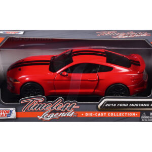 2018 Ford Mustang GT 5.0 Red with Black Stripes "Timeless Legends" Series 1/24 Diecast Model Car by Motormax