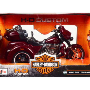 2021 Harley Davidson CVO Tri Glide Motorcycle Dark Red Metallic "H-D Custom" 1/12 Diecast Model Car by Maisto