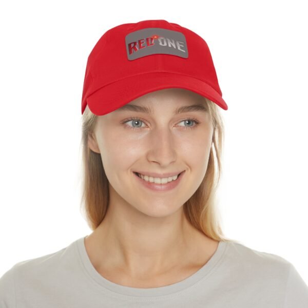 Red One Dad Hat with Leather Patch - Image 80