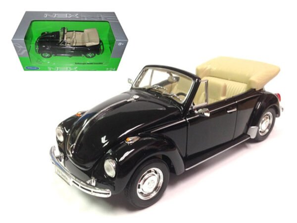 Volkswagen Beetle Convertible Black 1/24 Diecast Model Car by Welly