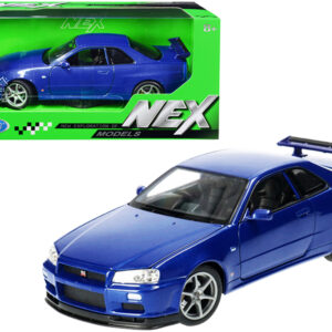Nissan Skyline GT-R (R34) RHD (Right Hand Drive) Blue Metallic "NEX Models" 1/24 Diecast Model Car by Welly