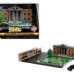 Hill Valley Courthouse with Black Pickup Truck and Delorean "Back to the Future" (1985) Movie