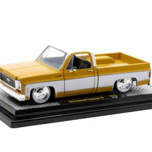 1973 Chevrolet Cheyenne 10 Pickup Truck Glossy Gold and White Limited Edition to 6650 pieces Worldwide 1/24 Diecast Model Car by M2 Machines