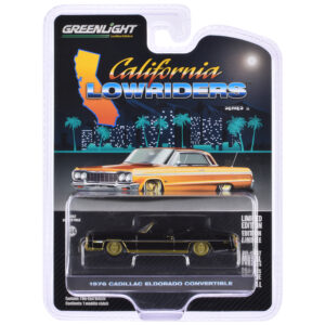 1976 Cadillac Eldorado Convertible Black and Gold "California Lowriders" Series 6 1/64 Diecast Model Car by Greenlight