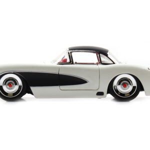 1957 Chevrolet Corvette Satin Cream Metallic with Matt Black Top and Side 1/24 Diecast Model Car by Jada