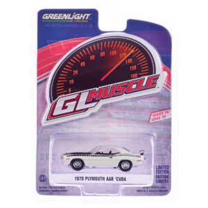 1970 Plymouth AAR Barracuda Alpine White with Stripes "GreenLight Muscle" Series 29 1/64 Diecast Model Car by Greenlight