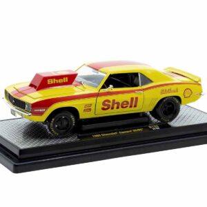 1969 Chevrolet Camaro SS/RS "Shell Oil" Yellow with Red Stripes Limited Edition to 6550 pieces Worldwide 1/24 Diecast Model Car by M2 Machines