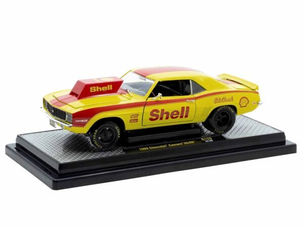 1969 Chevrolet Camaro SS/RS "Shell Oil" Yellow with Red Stripes Limited Edition to 6550 pieces Worldwide 1/24 Diecast Model Car by M2 Machines