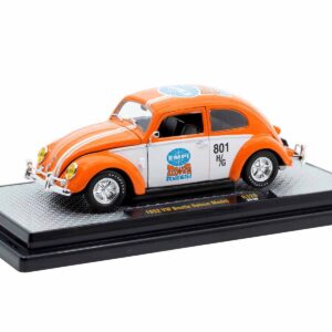 1952 Volkswagen Beetle Deluxe Model "EMPI Power Rules" Orange and White with Graphics Limited Edition to 6650 pieces Worldwide 1/24 Diecast Model Car by M2 Machines
