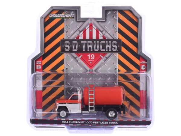 1984 Chevrolet C-70 Fertilizer Truck Red and White Cab with Red Tank "S.D. Trucks" Series 19 1/64 Diecast Model by Greenlight