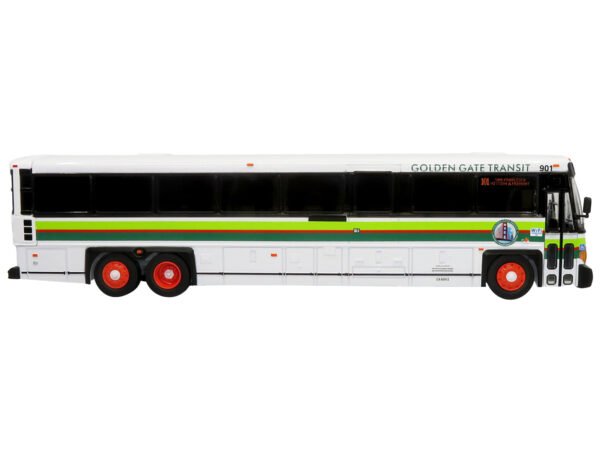 MCI D4500CT Commuter Coach Bus "Golden Gate Transit San Francisco" White with Green Stripes "The Bus & Motorcoach Collection" Limited Edition to 504 pieces Worldwide 1/50 Plastic Model by Iconic Replicas